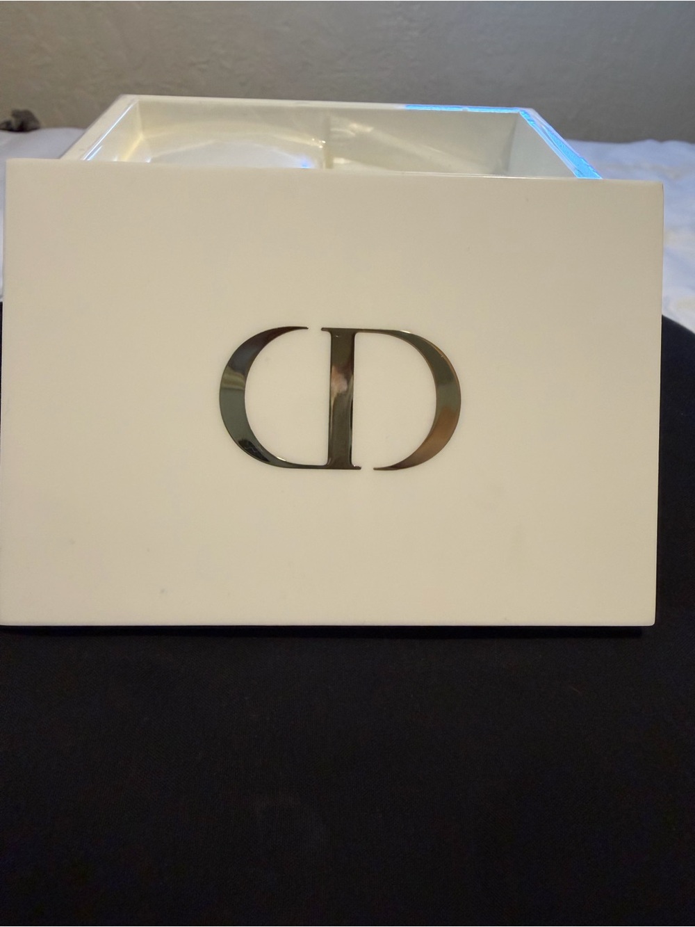 Christian Dior White Trinket Box with Silver CD Logo